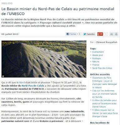 Le Bassin minier du Nord-Pas de Calais au patrimoine mondial de l’UNESCO