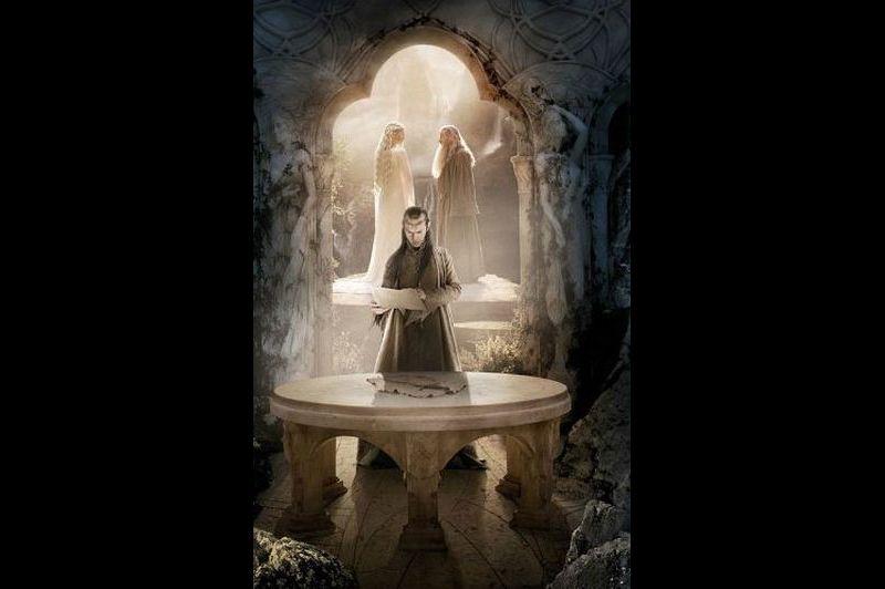 Elrond et le Conseil Blanc analysant la lame de Morgul.