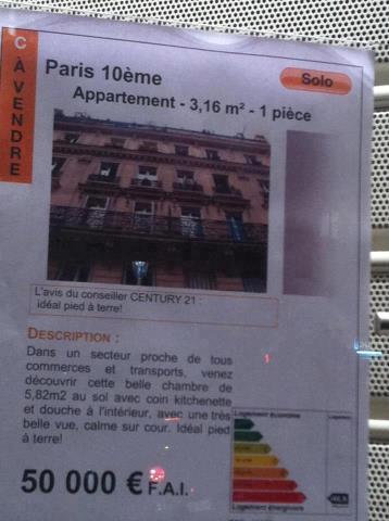 Un appartement de 3,16 mètres carrés à vendre 50 000 euros