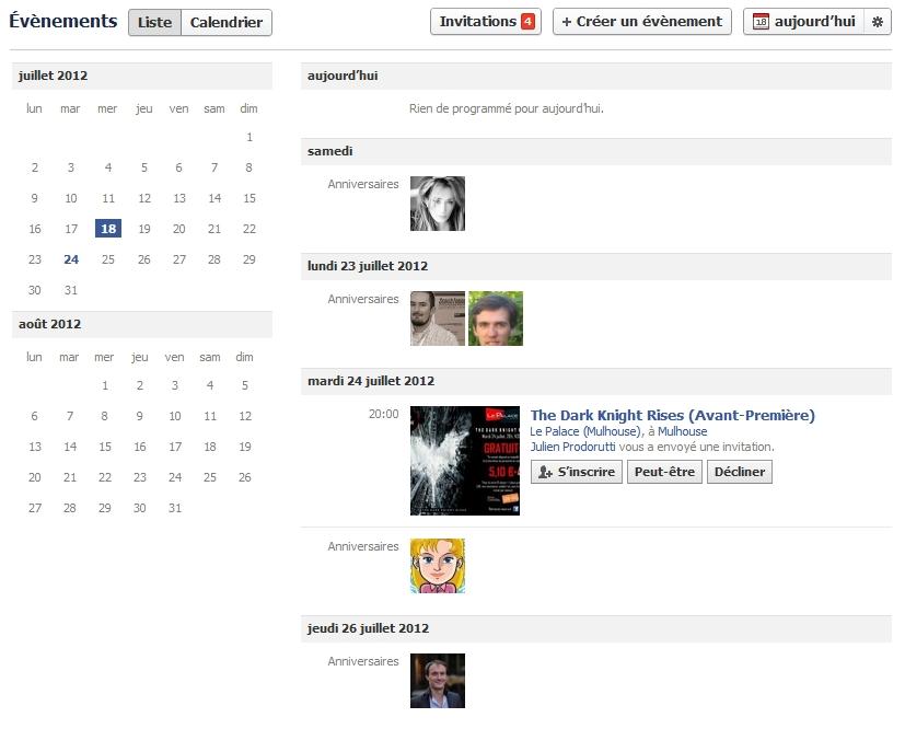 Facebook Evènements est maintenant disponible en mode calendrier