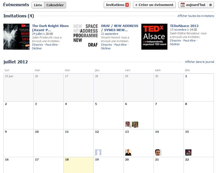 Facebook Evènements est maintenant disponible en mode calendrier