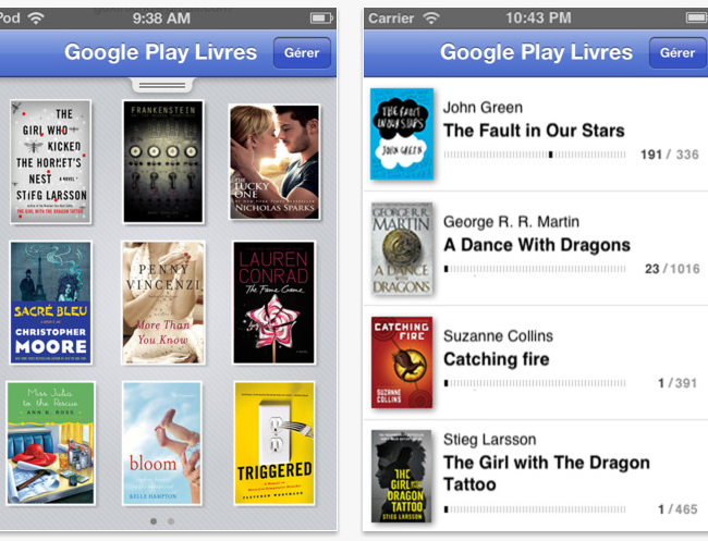 Google Play Livre fait aussi son arrivée sur l’AppStore