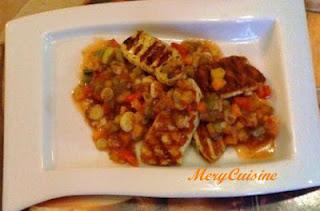 Salade tiède au Halloumi à la marocaine