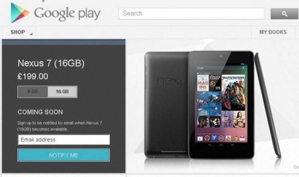 Pénurie de Google Nexus 7 16Go