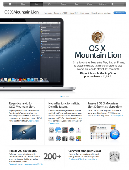 Mac OS X Mountain Lion est disponible