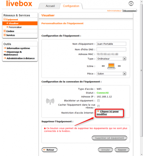 Régler accès internet Livebox : Planifier les heures d’accès à internet de vos équipements Wifi ou filaire