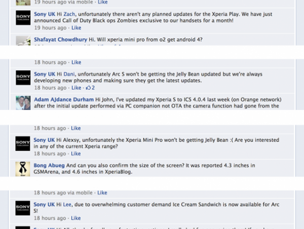 Pas de Jelly Bean pour les Xperia 2011