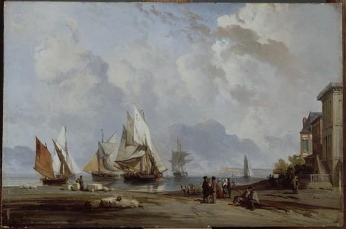 Charles-Louis Mozin, Calvados, Honfleur, Trouville, Normandie, paysage de normandie, peintre de marine, 