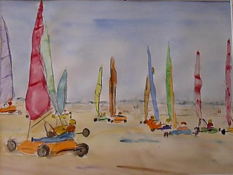 Chars à voile – Aquarelle