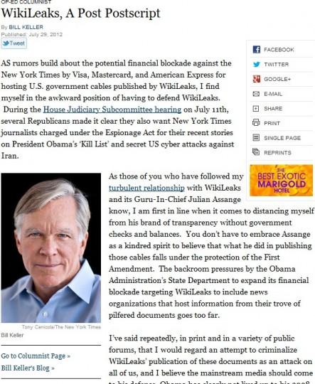Wikileaks rédige un faux éditorial du New York Times