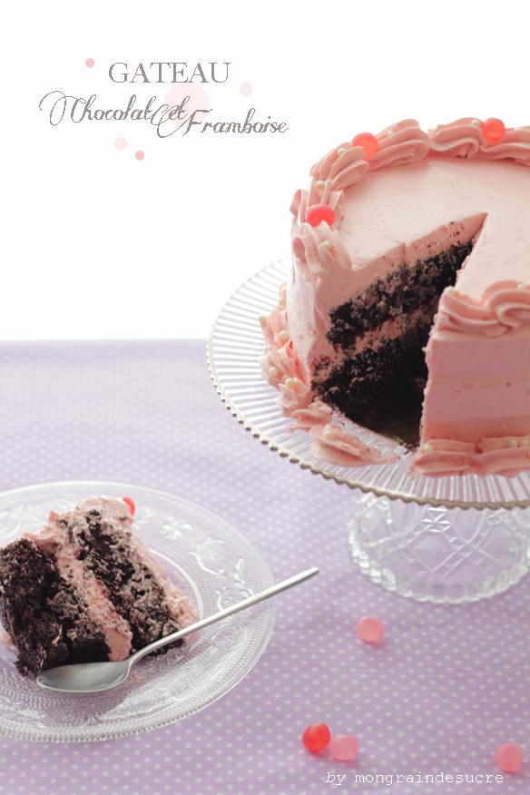 {joli gâteau} layer cake au chocolat et à la framboise