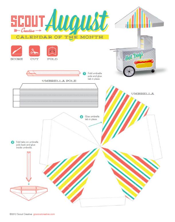 Calendrier d’août en papertoy