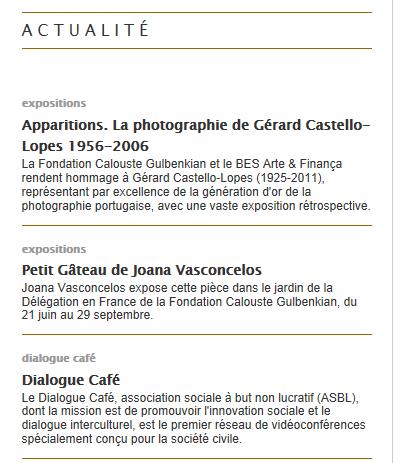 Fondation Calouste GULBENKIAN de Paris les photos de Gérard CASTELLO-LOPES (1956-2006)