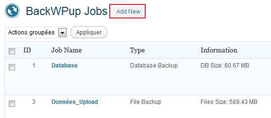 new job BackWPup, un plugin de sauvegarde indispensable