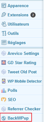 menu BackWPup, un plugin de sauvegarde indispensable