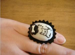 bague chien en pâte fimo