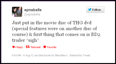 Le trailer de Breaking Dawn part 2 dans le DVD de THG ?