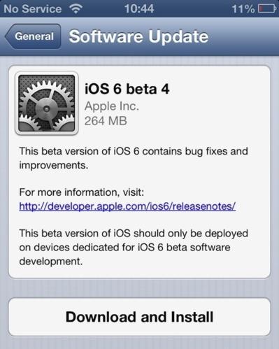 iOS 6 Bêta 4 disponible au téléchargement...