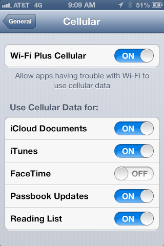 iOS6 intègre une nouvelle fonctionnalité: Wi-Fi Plus Cellular
