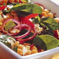 Salade de pois chiches, épinards et amandes