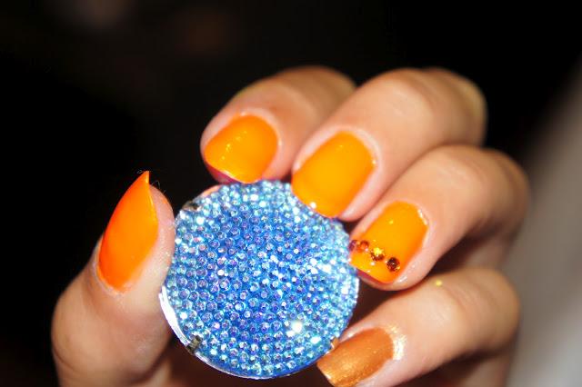 (Kleancolor + OPI) Neon Orange, Strass et Fantaisie