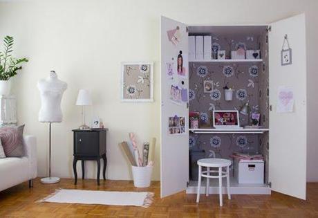 Gain de place : créez votre bureau dans une armoire