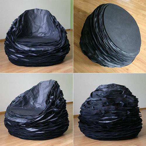 Black Paper 37 le fauteuil de papier par Vadim Kibardin