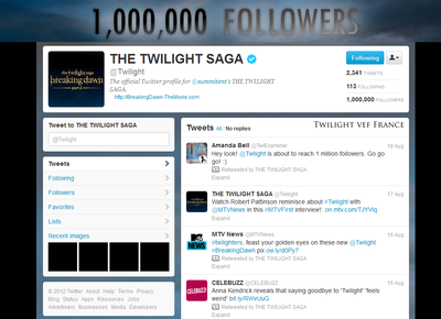 1 000 000 de followers sur @Twilight !