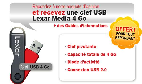 Enquête du net: Une clé USB de 4 Go offerte