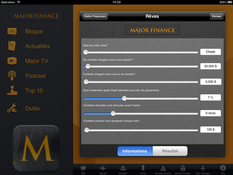 L’Application Major Finance MAINTENANT disponible pour iPad