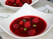 Soupe glacée fruits d'été (prunes, pêches, framboises vanille)
