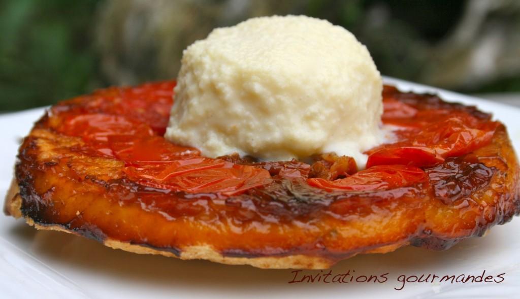 TATIN DE TOMATES CERISES ET TOMATES SÉCHÉES ET SA GLACE À LA MOZARELLA
