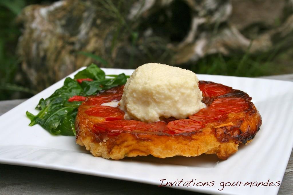 TATIN DE TOMATES CERISES ET TOMATES SÉCHÉES ET SA GLACE À LA MOZARELLA