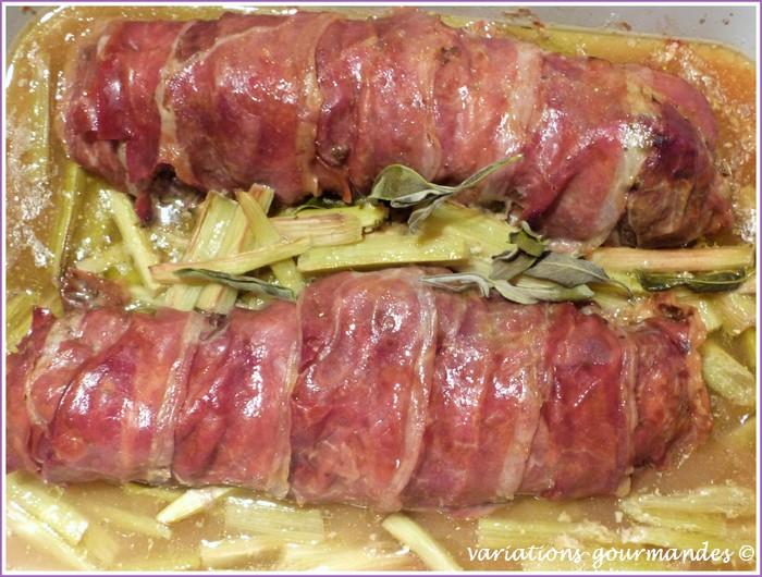 Filet mignon de porc à la rhubarbe et jambon de Parme (d'après une recette de Jamie Oliver)