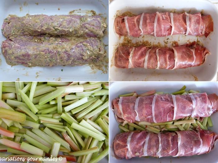 Filet mignon de porc à la rhubarbe et jambon de Parme (d'après une recette de Jamie Oliver)