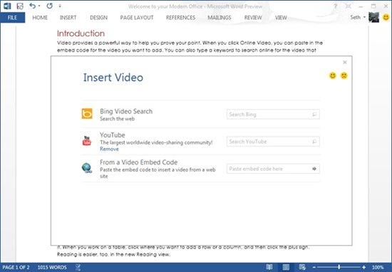 Word 2013 : possibilité d’insérer des vidéos