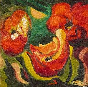 coquelicots sous la lune huile 30x30 copie