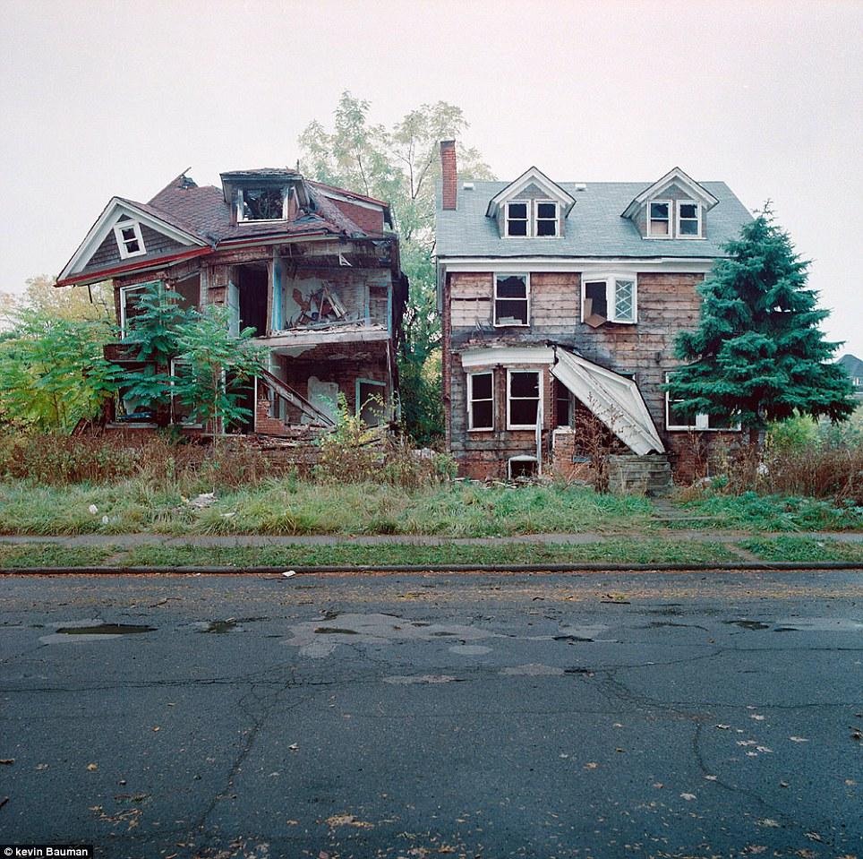 Abandoned houses: Photographer Kevin Bauman began taking pictures of the scores of abandoned homes littering Detroit in the mid 1990's
