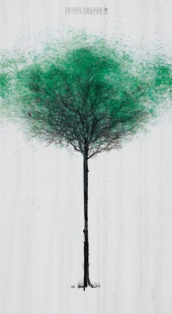 Passage piéton et empruntes de pas pour verdir les arbres, une campagne environnementale participative en Chine