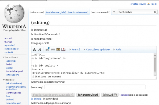 Wikipédia et messages systèmes