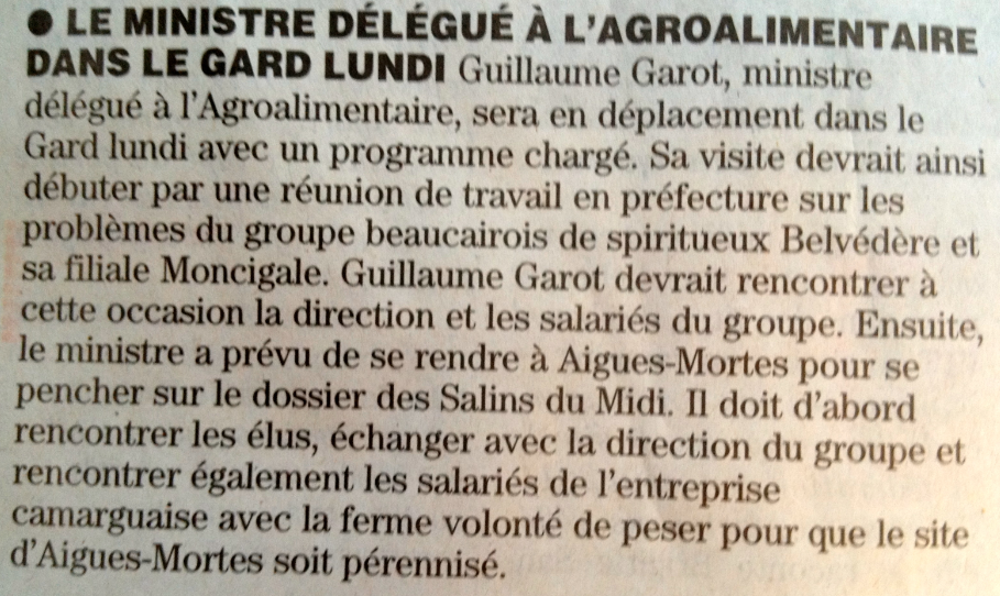 Le ministre délégué à l’Agroalimentaire lundi dans le Gard