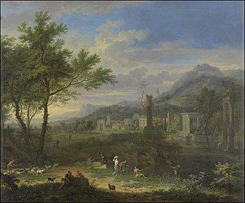 jan van huysum paysage arcadien aux pecheurs