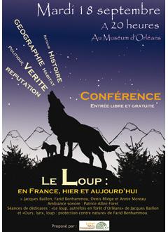 Le loup en France hier et aujourd'hui, une conférence à Orleans le 18 septembre 2012