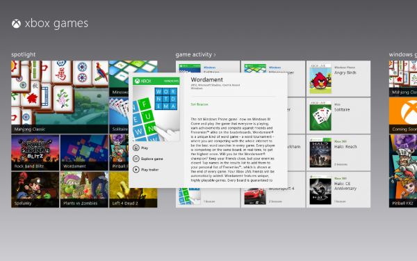 Windows 8 : 40 jeux au lancement
