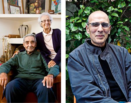 <p>Avril 2012, Emile et Marcelle Sebban et Sion Assidon. © Zara Samiry / Vu pour Télérama</p>