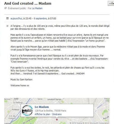 Coup de coeur : Le texte de présentation de la soirée And God Created ... Madam Coup de coeur : Le texte de présentation de la soirée And God Created ... Madam