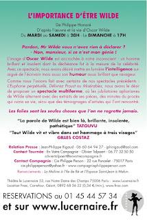 L'IMPORTANCE D'ÊTRE WILDE AU LUCERNAIRE à partir du 19 septembre