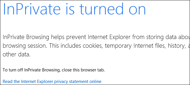Ouvrir un onglet Navigation Privée dans Internet Explorer Metro