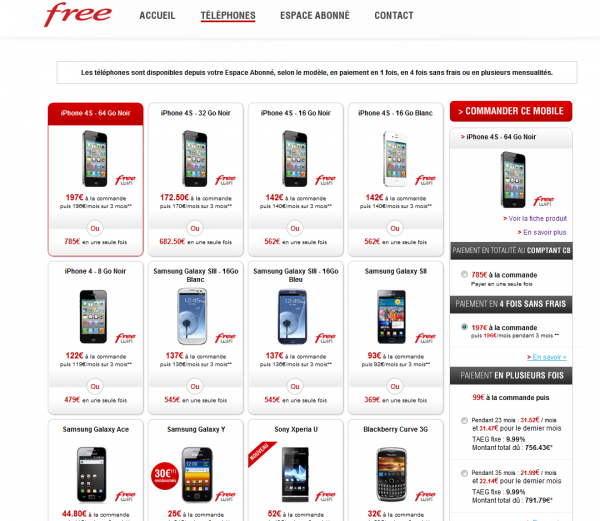 Free mobile : payez votre smartphone en 4 fois sans frais