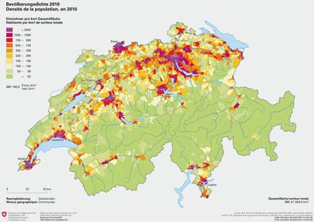 Densité de la population suisse 2010